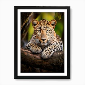 Leopard Relaxing On A Branch Art Print