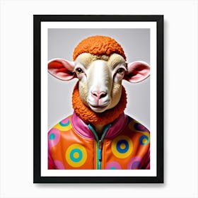 Anthropomorphic Sheep In A Colourful Jacket Art Print