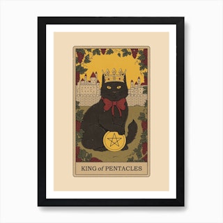 King Of Pentacles   Cats Tarot Art Print