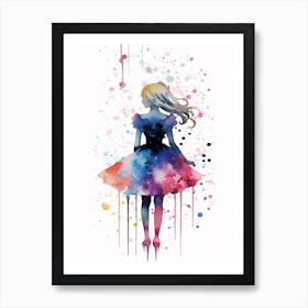 Alice In Wonderland Colourful Watercolour 3 Art Print