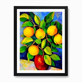Lemon 1 Vibrant Matisse Inspired Painting Fruit Art Print