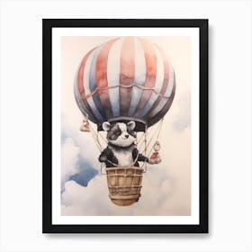 Baby Raccoon In A Hot Air Balloon Art Print