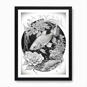 Showa Koi Fish Haeckel Style Illustastration Art Print