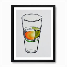 Sazerac Minimal Line Drawing With Watercolour Cocktail Poster Art Print