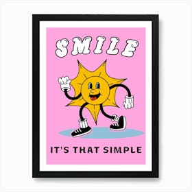 Smile It's That Simple Retro Sunshine Art Print