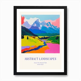 Colourful Abstract Grand Teton National Park Usa 1 Poster Blue Art Print