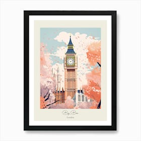 Big Ben, London   Cute Botanical Illustration Travel 6 Poster Art Print