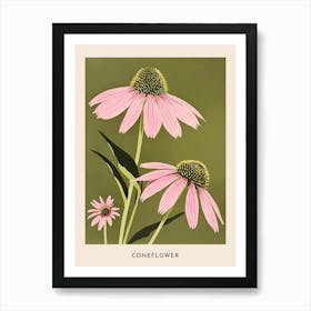 Pink & Green Coneflower 2 Flower Poster Art Print