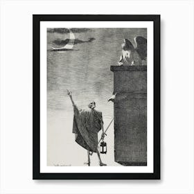 The Half Moon - Johan Braakensiek, 1908 HD Remastered Gothic Dark Aesthetic Skeleton and Angel Art Print