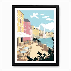 Biarritz, France, Flat Pastels Tones Illustration 2 Art Print