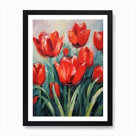 Red Tulip Valentine's Day Oil Painting Art Print