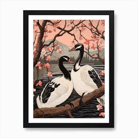 Art Nouveau Birds Poster Swan 3 Art Print