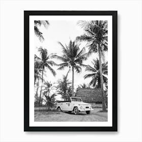 4x4 Car Jeep Hawaii Tropical Palms Drive Botanical 3x4 Art Print