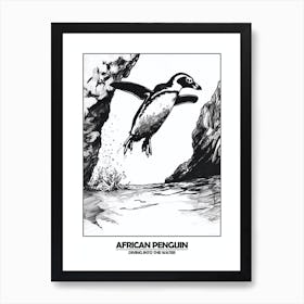 Penguin Diving Into The Water Poster Art Print