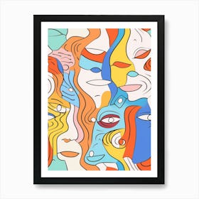 Swirl Line Abstract Face 1 Art Print