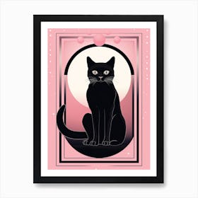 The Temperance Tarot Card, Black Cat In Pink 3 Art Print