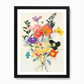 Portulaca 3 Collage Flower Bouquet Art Print