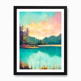 Pastel Lake Landscape Art Print