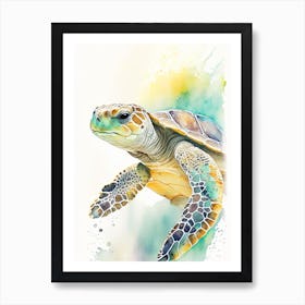 Loggerhead Sea Turtle (Caretta Caretta), Sea Turtle Storybook Watercolours 1 Art Print