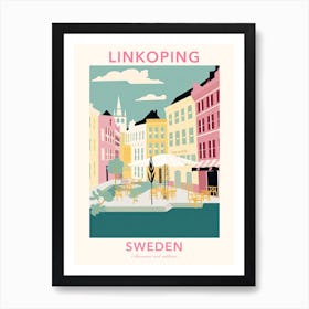 Linkoping, Sweden, Flat Pastels Tones Illustration 1 Poster Art Print
