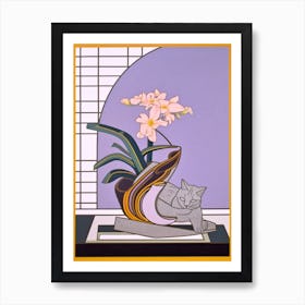 Lilac With A Cat 4 Abstract Expressionist Art Print