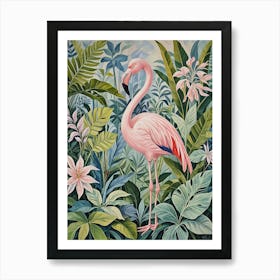 Pink Flamingo In The Jungle no2 Art Print