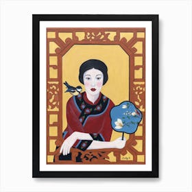 Chinese Woman And Fan Art Print