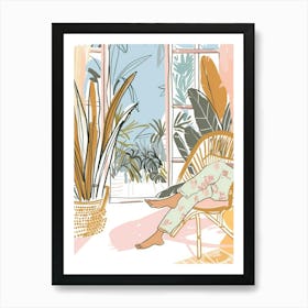 Illustration Of A Woman Relaxing In A Chair Art Print