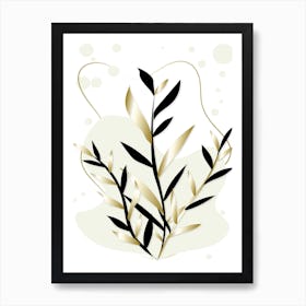 Black and Gold Botanical Art Print