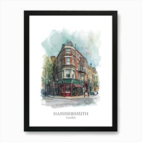 Hammersmith London Borough   Street Watercolour 2 Poster Art Print