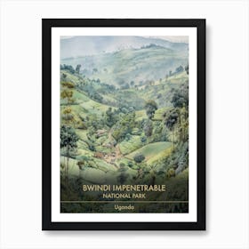 Bwindi Impenetrable National Park Uganda Watercolour 4 Art Print