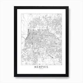 Memphis White Map Art Print