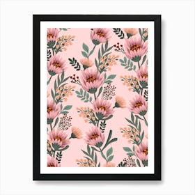 Soft Peach Florals Art Print Art Print