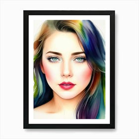 Woman With Colorful Hair Art Print