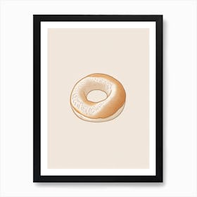 Chewy Bagel Minimalist Line 1 Art Print