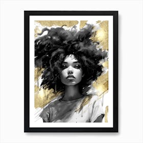 Black Girl with Gold Abstract 16 Art Print