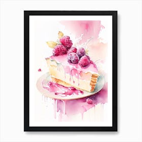 Raspberry Cream Pie Dessert Storybook Watercolour Flower Art Print