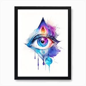 Chakra, Symbol, Third Eye Watercolour 3 Art Print