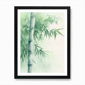 Bamboo Tree Atmospheric Watercolour Painting 3 Art Print