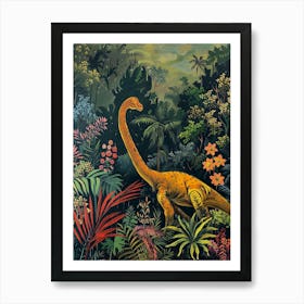 Dinosaur In The Tropical Landscape Painting 1 Art Print