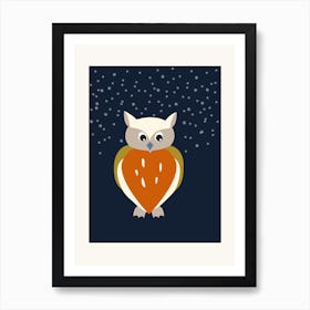 Cute Little Owl And Stars Art Print