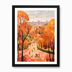 Autumn City Park Painting Montjuc Park Barcelona 1 Art Print