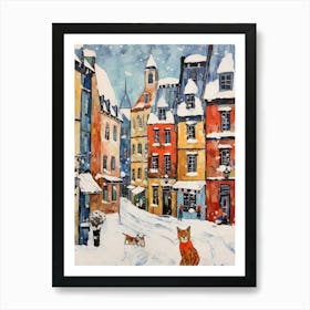 Cat In The Streets Of Quebec City   Canada With Sow 3 Art Print