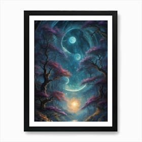 Moonlight In The Forest Art Print