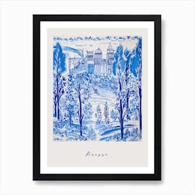 Arezzo Italy Blue Drawing Poster Art Print