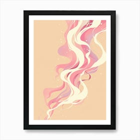 Pink Wavy Hair Art Print