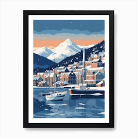 Winter Travel Night Illustration Troms Norway 1 Art Print