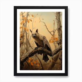 Straw Colored Fruit Bat Vintage Illustration 3 Art Print