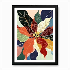 Colourful Flower Illustration Poinsettia 1 Art Print