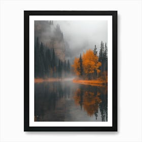 Autumn Trees In The Mist Art Print